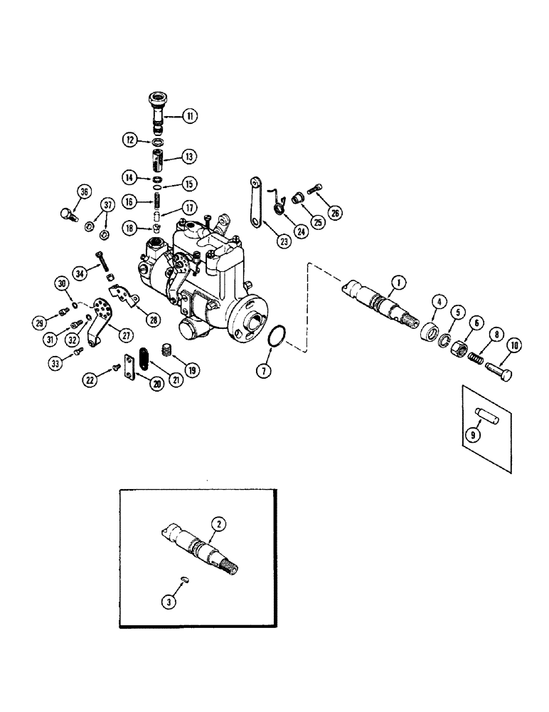 Схема запчастей Case 580B - (048) - FUEL INJECTION PUMP, (188) DIESEL ENGINE, POWER SHUTTLE, 1ST USED ENG SN 2726393 (03) - FUEL SYSTEM