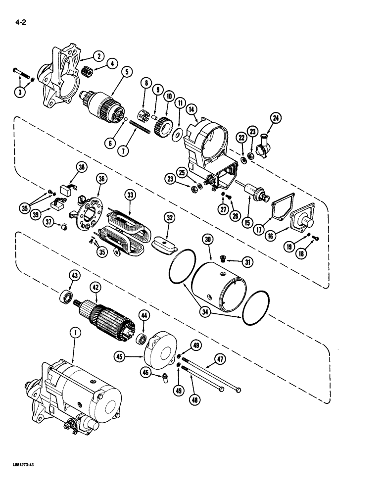 Схема запчастей Case 680L - (4-02) - ENGINE STARTER (04) - ELECTRICAL SYSTEMS