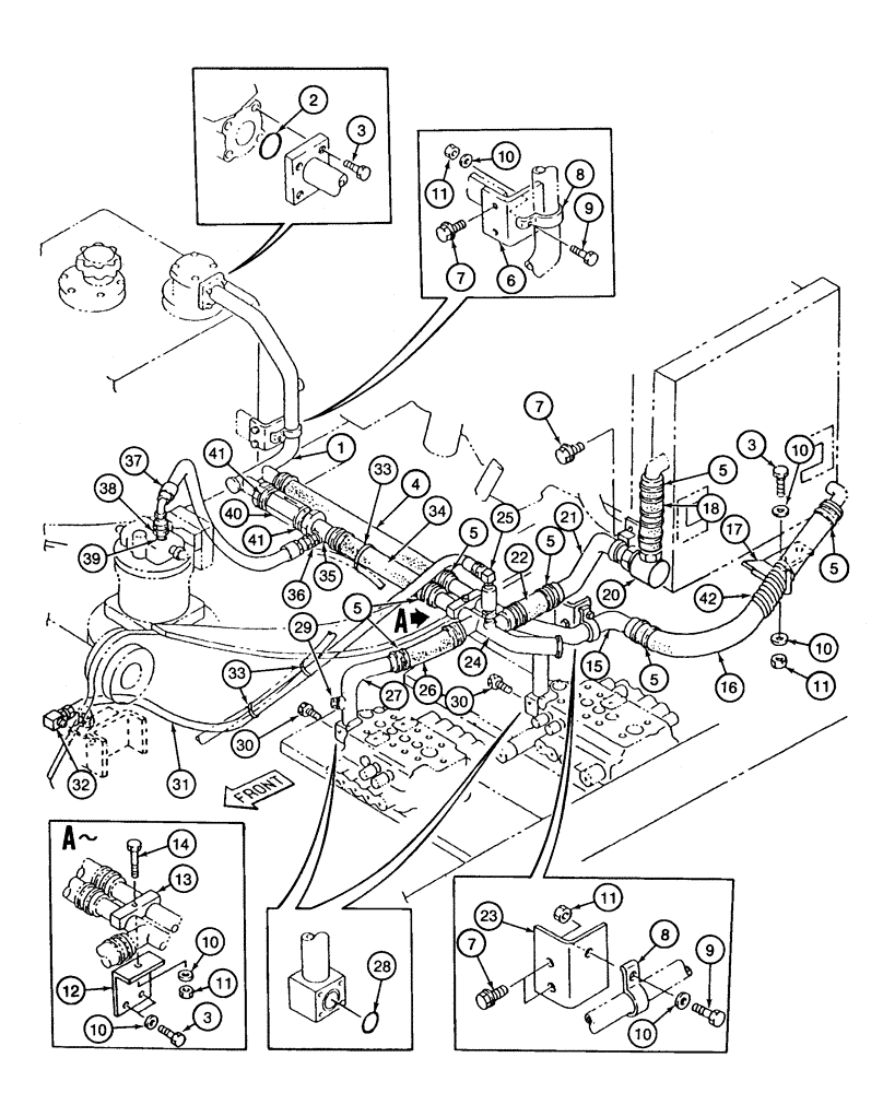 Схема запчастей Case 9040 - (8-12) - BASIC HYDRAULIC CIRCUIT, COOLING SYSTEM (08) - HYDRAULICS