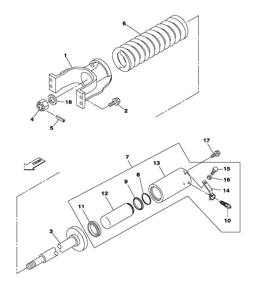 Схема запчастей Case CX300C - (05-005-00[01]) - TENSION DAMPER (11) - TRACKS/STEERING