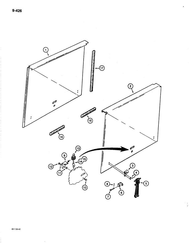 Схема запчастей Case 780C - (9-426) - ENGINE SIDE PANELS (09) - CHASSIS/ATTACHMENTS