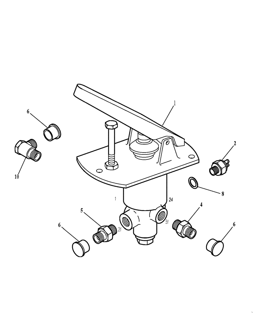 Схема запчастей Case 21D - (23.291[001]) - BRAKE VALVE PEDAL MOUNTING PARTS (OPTION) (S/N 561101-UP) No Description