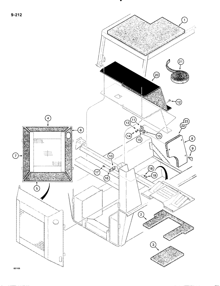 Схема запчастей Case 1835B - (9-212) - NOISE CONTROL PADS AND PANELS (09) - CHASSIS/ATTACHMENTS