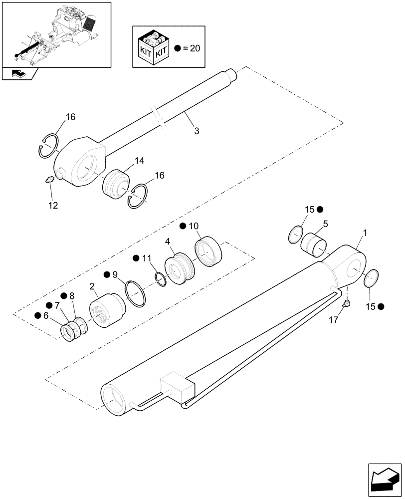 Схема запчастей Case 221E - (24.082[2991440000]) - TIP CYLINDER (35) - HYDRAULIC SYSTEMS