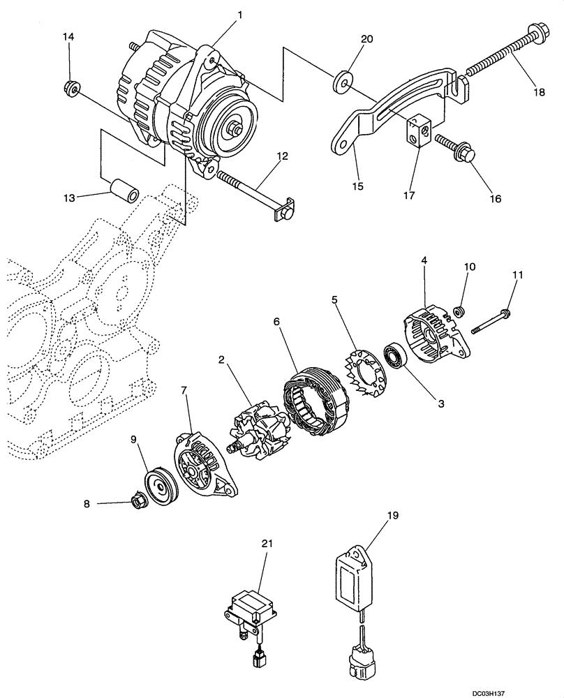 Схема запчастей Case CX47 - (04-02[00]) - ALTERNATOR (04) - ELECTRICAL SYSTEMS