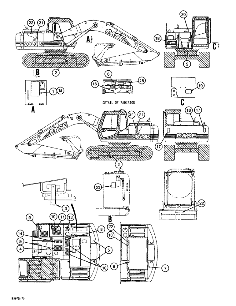 Схема запчастей Case 9020B - (9-114) - DECALS - ENGLISH LANGUAGE, WARNING, DANGER AND MISCELLANEOUS (09) - CHASSIS