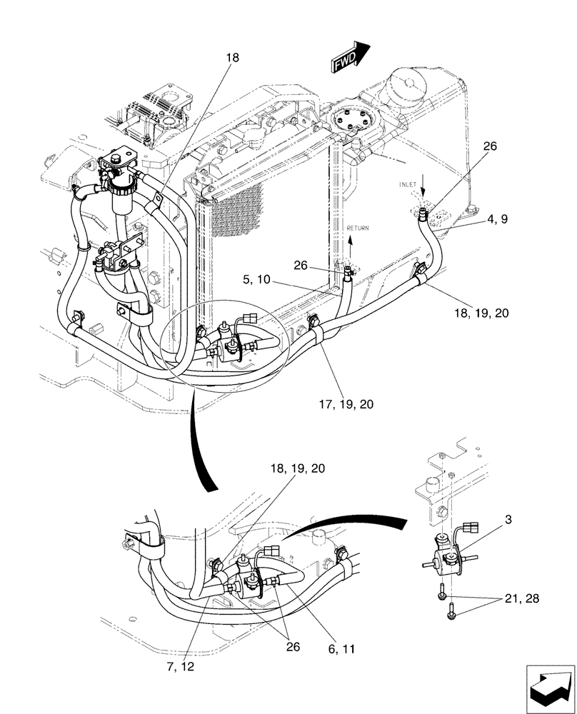 Схема запчастей Case CX17B - (01-013[02]) - FUEL LINE - BTW PU09-08001 - PU09-09384 (10) - ENGINE