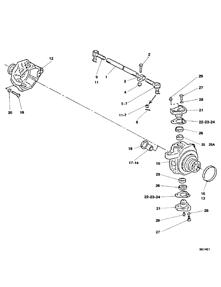 Схема запчастей Case 580G - (26) - FRONT DRIVE AXLE - SWIVEL HOUSING AND TIE ROD 