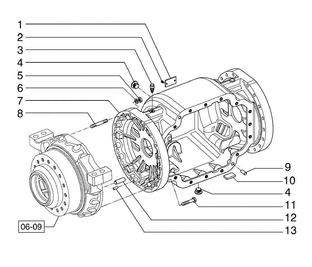 Схема запчастей Case 885B AWD - (06-19[02]) - REAR AXLE HOUSING (06) - POWER TRAIN