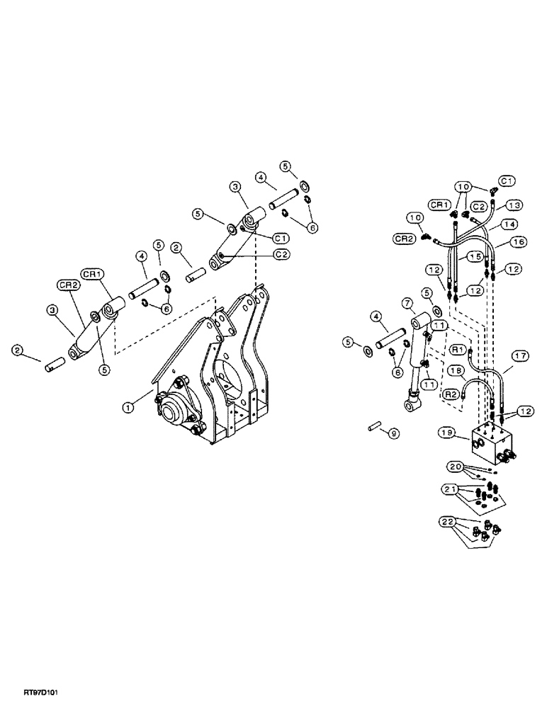 Схема запчастей Case 400TX - (9-34) - POWER WRENCH HYDRAULICS 