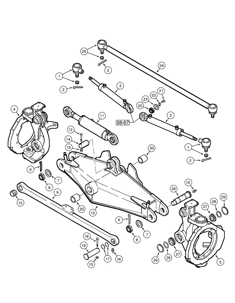 Схема запчастей Case 845B - (06-04[01]) - FRONT AXLE - ASSEMBLY (06) - POWER TRAIN