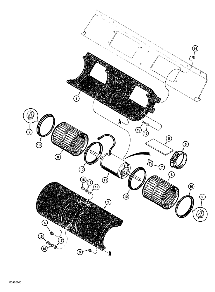 Схема запчастей Case 650G - (4-36) - AIR CONDITIONING CONDENSER BLOWER - ABOVE CAB ROOF (04) - ELECTRICAL SYSTEMS