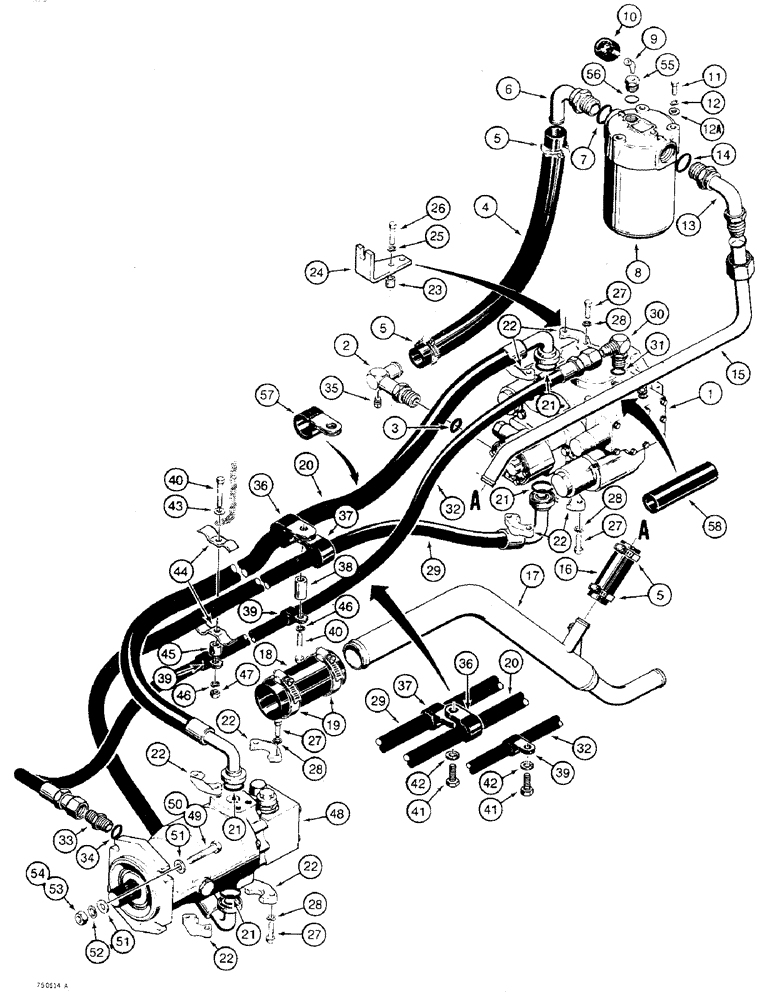 Схема запчастей Case 475 - (204) - VIBRATOR DRIVE HYDRAULIC CIRCUIT AND MOTOR MOUNTING (35) - HYDRAULIC SYSTEMS