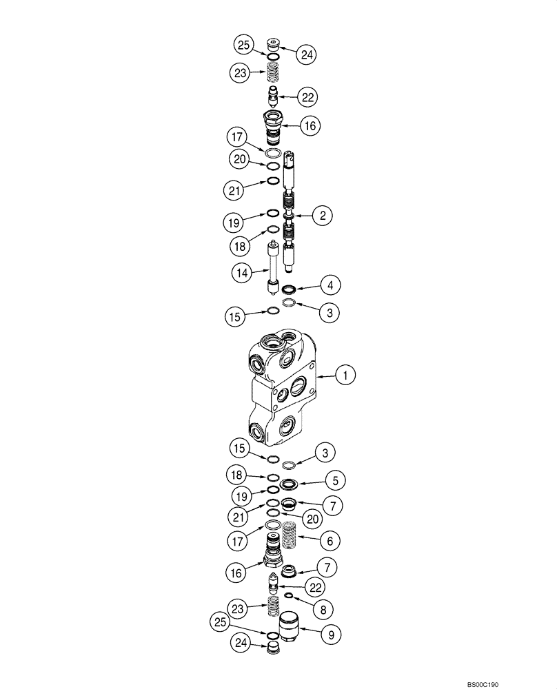 Схема запчастей Case 580SM - (08-43) - VALVE SECTION - BACKHOE STABILIZER (08) - HYDRAULICS