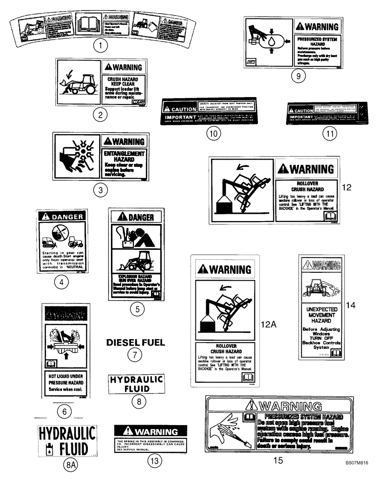 Схема запчастей Case 590SM - (09-77) - DECALS - ENGLISH (09) - CHASSIS/ATTACHMENTS