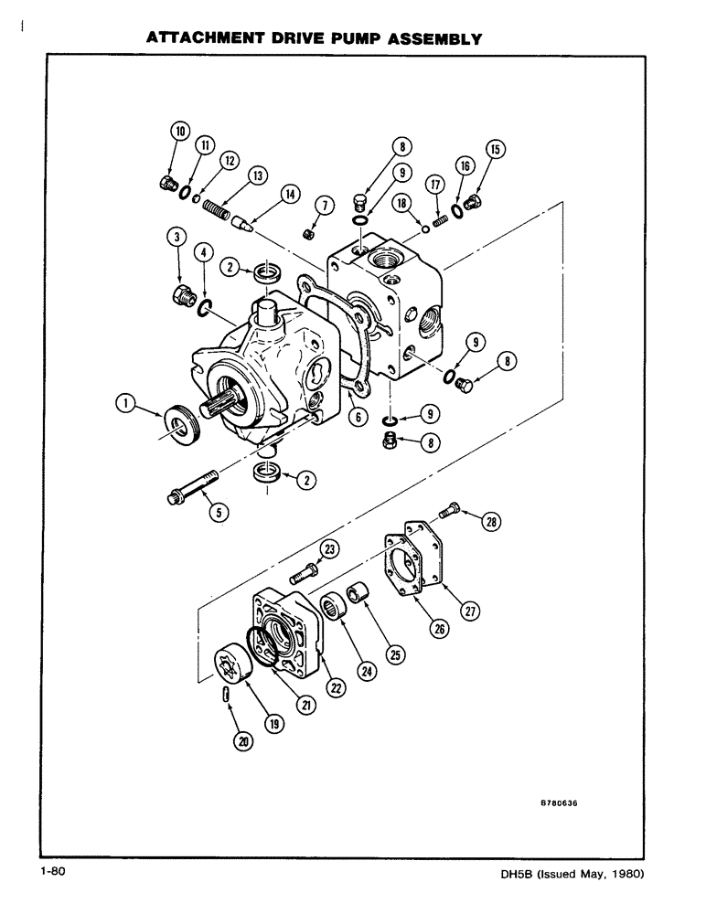 Схема запчастей Case DH5 - (1-80) - ATTACHMENT DRIVE PUMP ASSEMBLY (35) - HYDRAULIC SYSTEMS