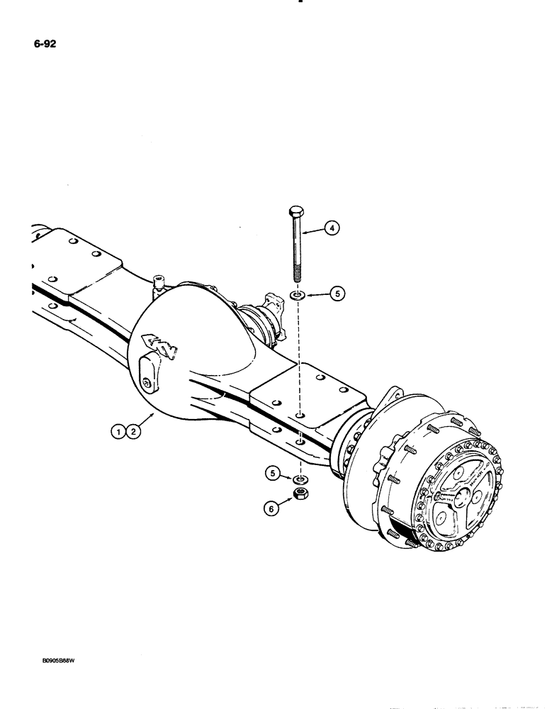 Схема запчастей Case 621 - (6-092) - AXLE ASSEMBLIES AND MOUNTING, P.I.N. JAK0020901 AND AFTER (06) - POWER TRAIN