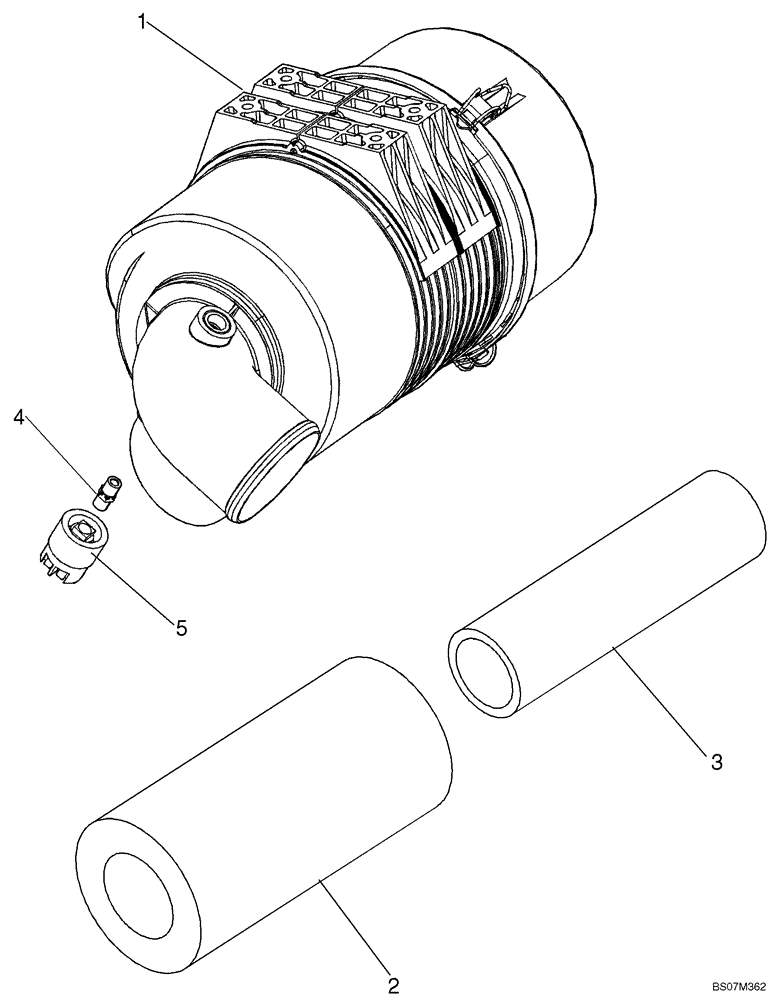 Схема запчастей Case 590SM - (02-05) - AIR CLEANER ASSY (02) - ENGINE