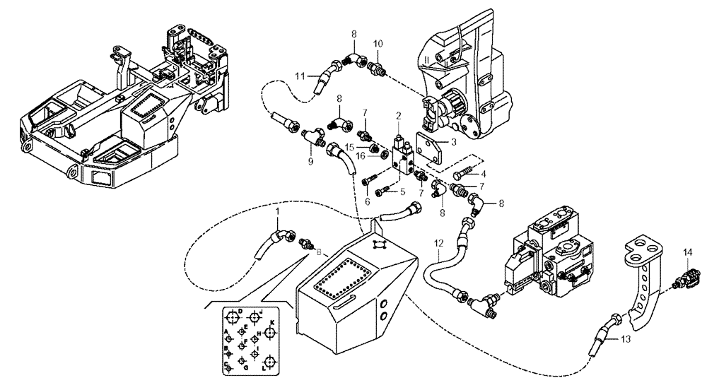 Схема запчастей Case 330 - (40A00010210[01]) - HYDRAULIC CIRCUIT - DIFFERENTIAL LOCKING (09) - Implement / Hydraulics / Frame / Brakes