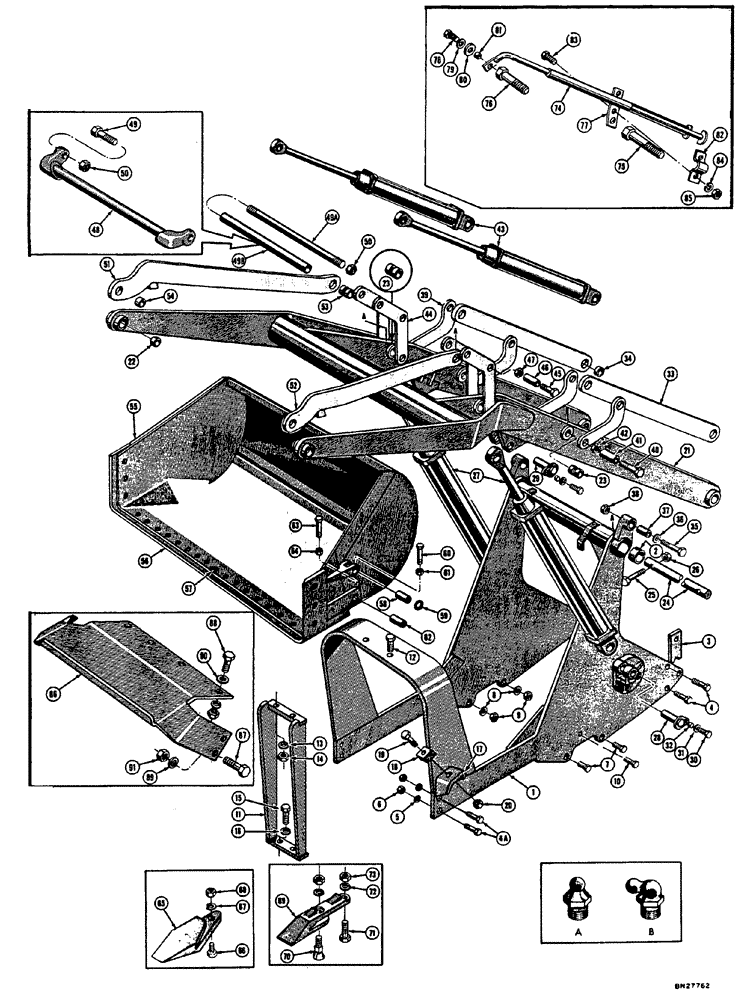 Схема запчастей Case 310E - (078) - LOADER FRAME, LIFT ARM, BUCKETS, AND CYLINDERS (07) - HYDRAULIC SYSTEM