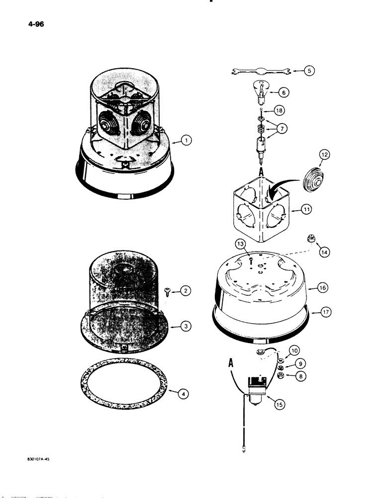 Схема запчастей Case W20C - (4-096) - L110648 ROTATING BEACON (04) - ELECTRICAL SYSTEMS