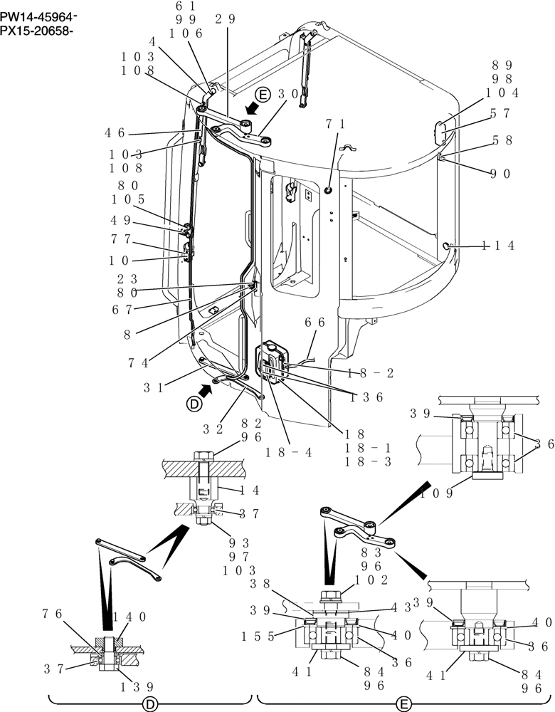 Схема запчастей Case CX36B - (744-17[3]) - CAB ASSY (COOLER) (05) - SUPERSTRUCTURE