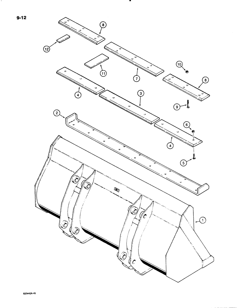 Схема запчастей Case W18B - (9-012[A]) - LOADER BUCKET - 1-3/4 CUBIC YARD (1.34 CUBIC METER) (09) - CHASSIS/ATTACHMENTS