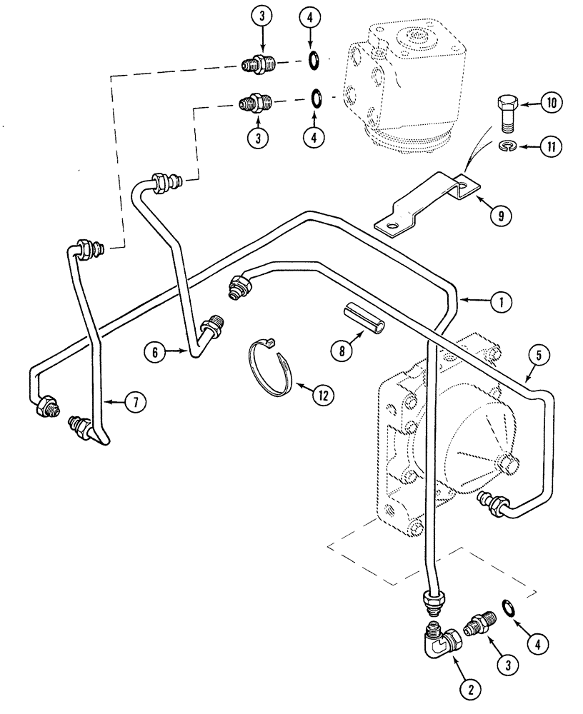 Схема запчастей Case 380B - (5-08) - POWER STEERING TUBES (REAR) (05) - STEERING