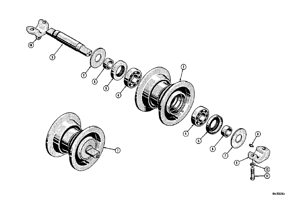 Схема запчастей Case 310E - (054) - TRACK ROLLER (BACKHOE MODELS) (04) - UNDERCARRIAGE