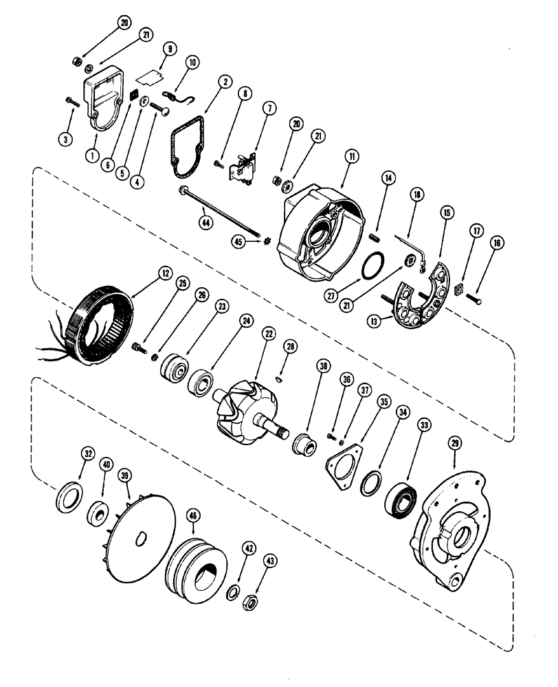 Схема запчастей Case W20 - (044) - A41360 ALTERNATOR (35 AMP) USED BEFORE TRAC. SERIAL NO. 9115403 (04) - ELECTRICAL SYSTEMS