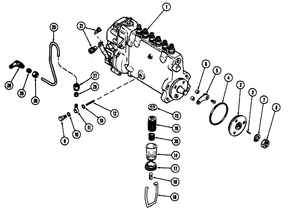 Схема запчастей Case W20 - (037A) - A62730 INJECTION PUMP (401BD) DIESEL ENGINE WITH LUBE TUBE ON ENGINE SIDE OF PUMP (03) - FUEL SYSTEM