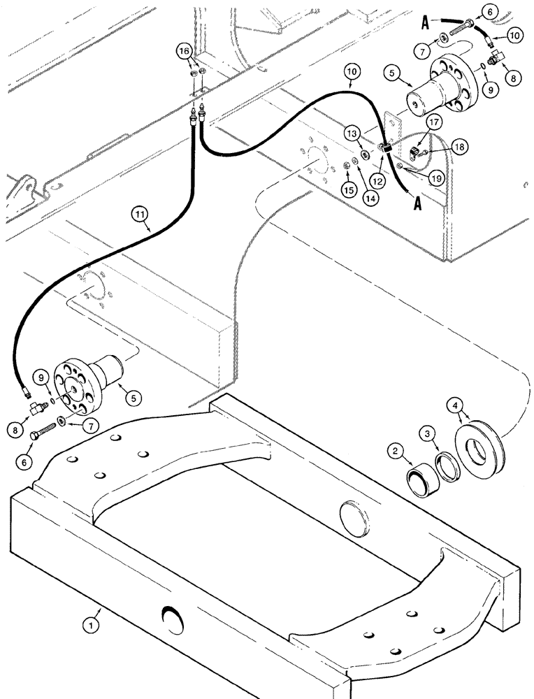 Схема запчастей Case 621C - (09-016) - TRUNNION LUBRICATION LINES (09) - CHASSIS