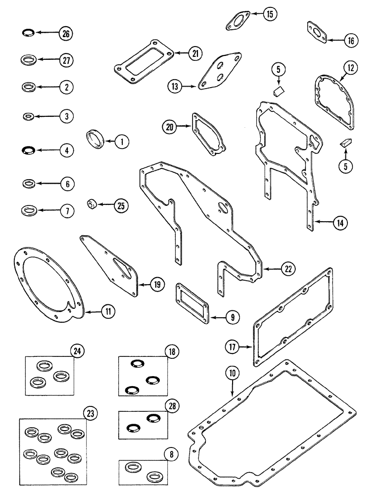 Схема запчастей Case 380B - (2-48) - ENGINE SERVICE KIT - CRANKCASE GASKETS (02) - ENGINE