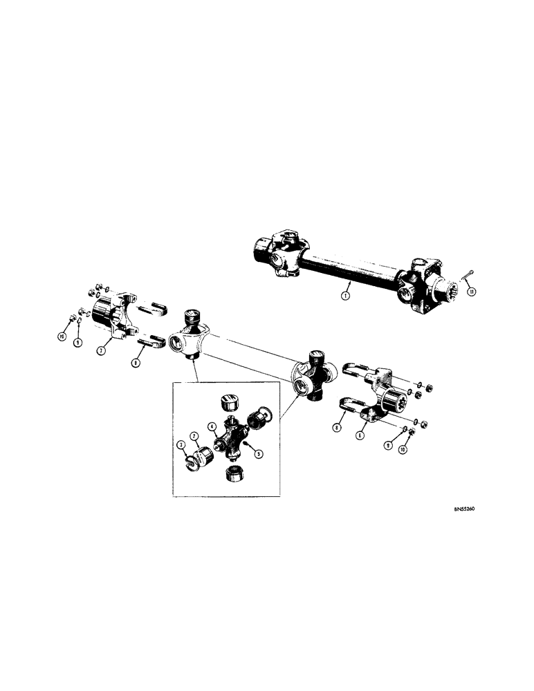 Схема запчастей Case 310F - (098) - DRIVESHAFT & UNIVERSAL JOINTS - GAS (03) - TRANSMISSION