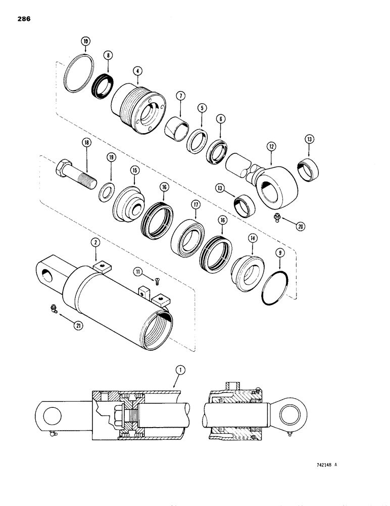 Схема запчастей Case 1150B - (286) - G33933 DOZER TILT CYLINDER, TILT DOZER, GLAND IS STAMPED W/ CYLINDER PART NUMBER (07) - HYDRAULIC SYSTEM