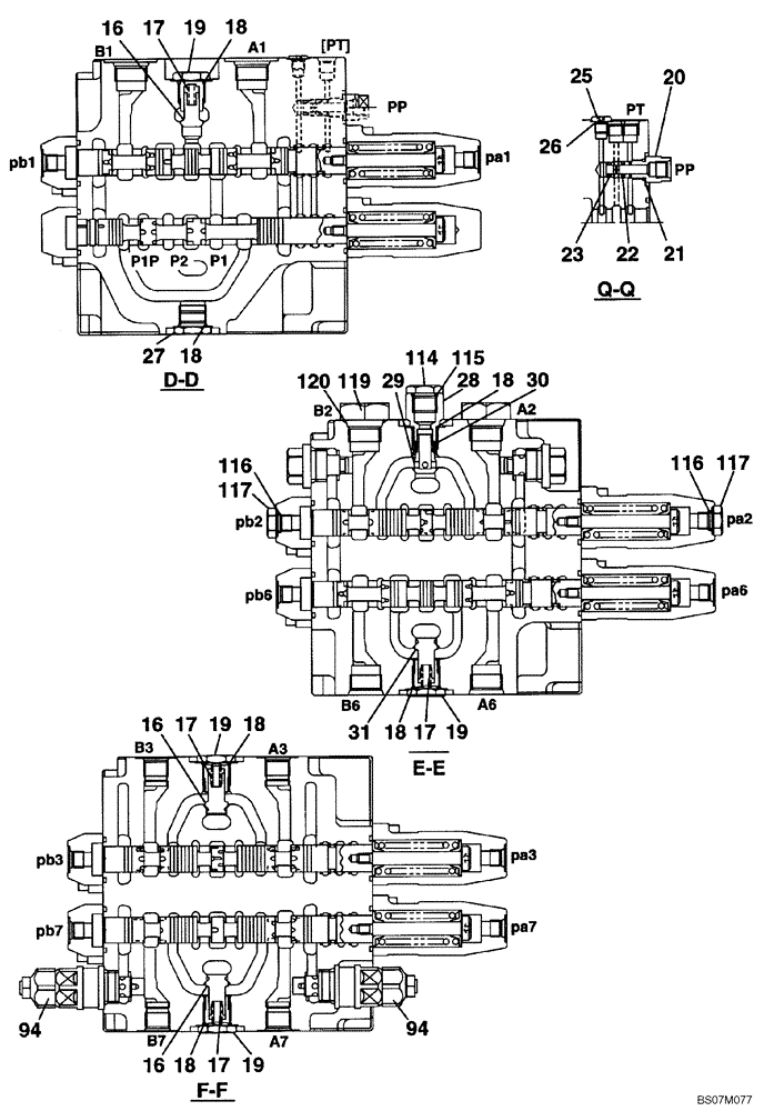 Схема запчастей Case CX135SR - (08-21) - KMJ10660 VALVE ASSY, CONTROL - MODELS WITHOUT DOZER BLADE (08) - HYDRAULICS