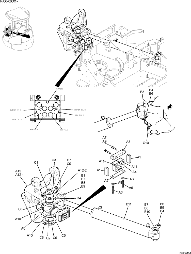 Схема запчастей Case CX50B - (01-002) - BRACKET ASSY, SWING (PY02B00119F1 & PY02B00116F1 & PY02B00109F1) (05) - SUPERSTRUCTURE