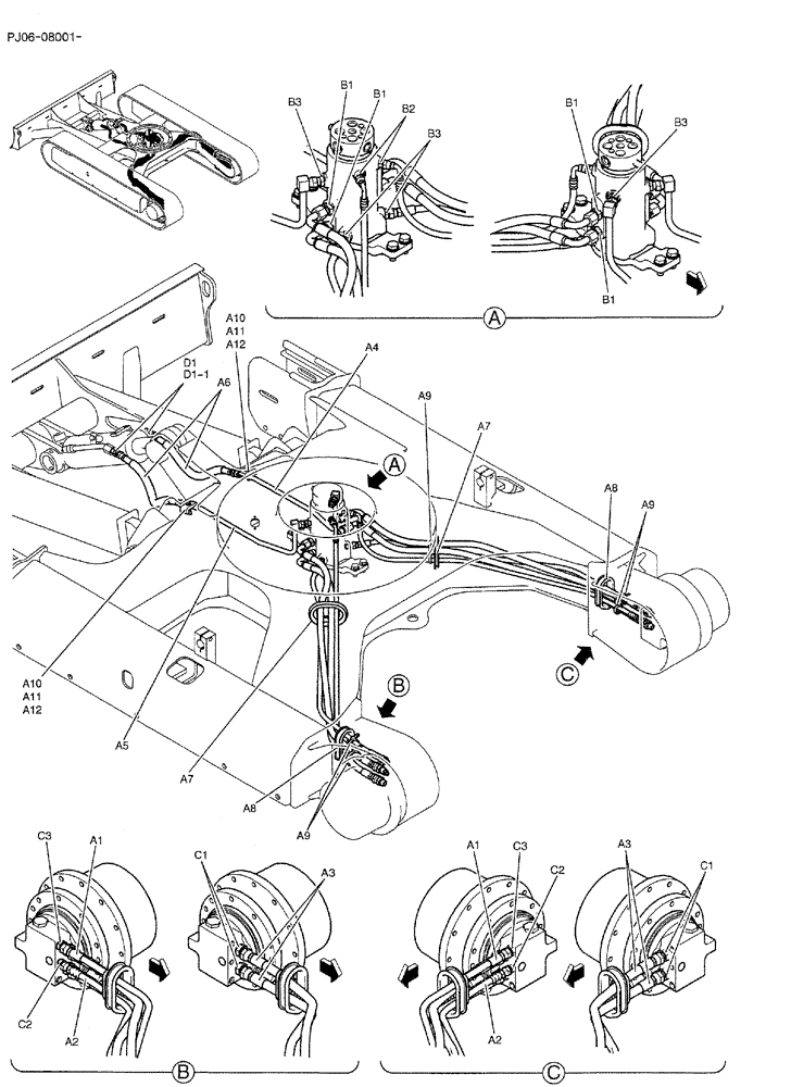 Схема запчастей Case CX50B - (02-013) - HYD LINES, LOW (PY02H00013F1 & PH19H00007F1 & PH12H00005F1 & PH13H00002F1) (04) - UNDERCARRIAGE