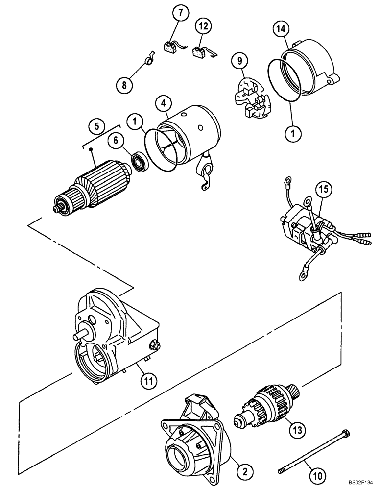 Схема запчастей Case CX210N - (04-01B) - 288867A1 STARTER ASSY (04) - ELECTRICAL SYSTEMS