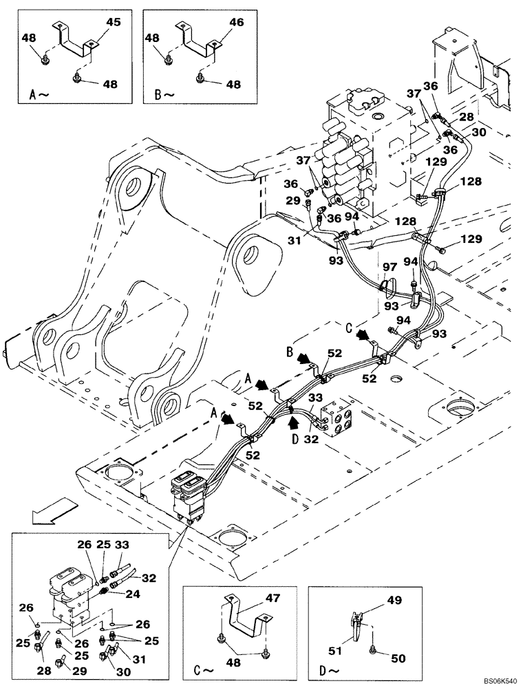 Схема запчастей Case CX210B - (08-15) - PILOT CONTROL LINES, TRAVEL - STANDARD (08) - HYDRAULICS