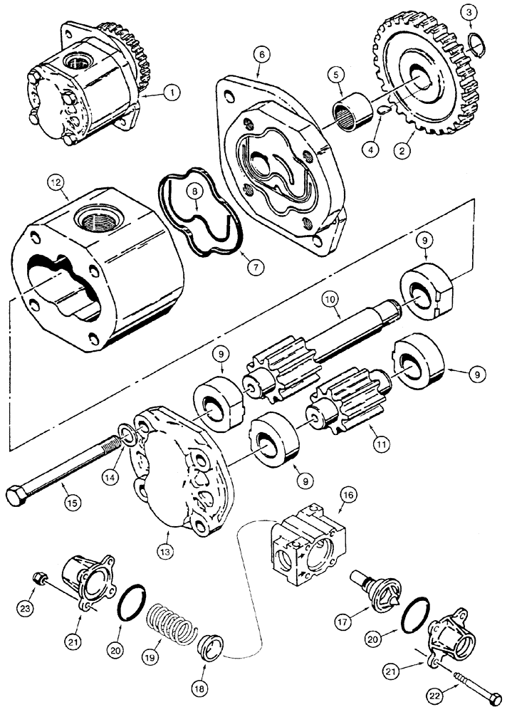 Схема запчастей Case 1150H - (06-22) - PUMP, GEAR - VALVE, COOLER BYPASS (06) - POWER TRAIN