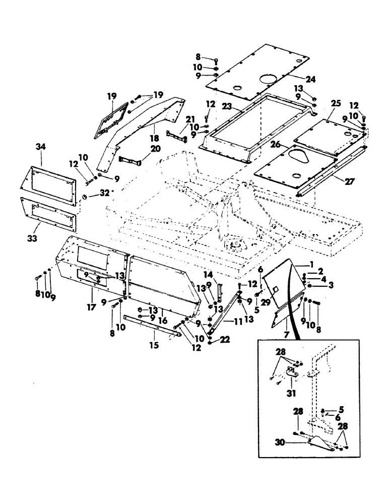 Схема запчастей Case 40EC - (059) - TURNTABLE SHROUDING AND ATTACHING PARTS, (TOP, REAR AND RIGHT SIDE) (05) - UPPERSTRUCTURE CHASSIS