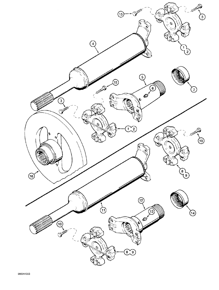 Схема запчастей Case 921 - (6-078) - CENTER DRIVE SHAFTS (06) - POWER TRAIN