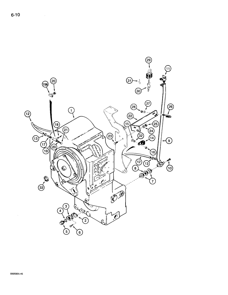 Схема запчастей Case 721 - (6-10) - TRANSMISSION FILL TUBE MOUNTING AND SIGHT GAUGE, PRIOR TO P.I.N. JAK0022758 (06) - POWER TRAIN