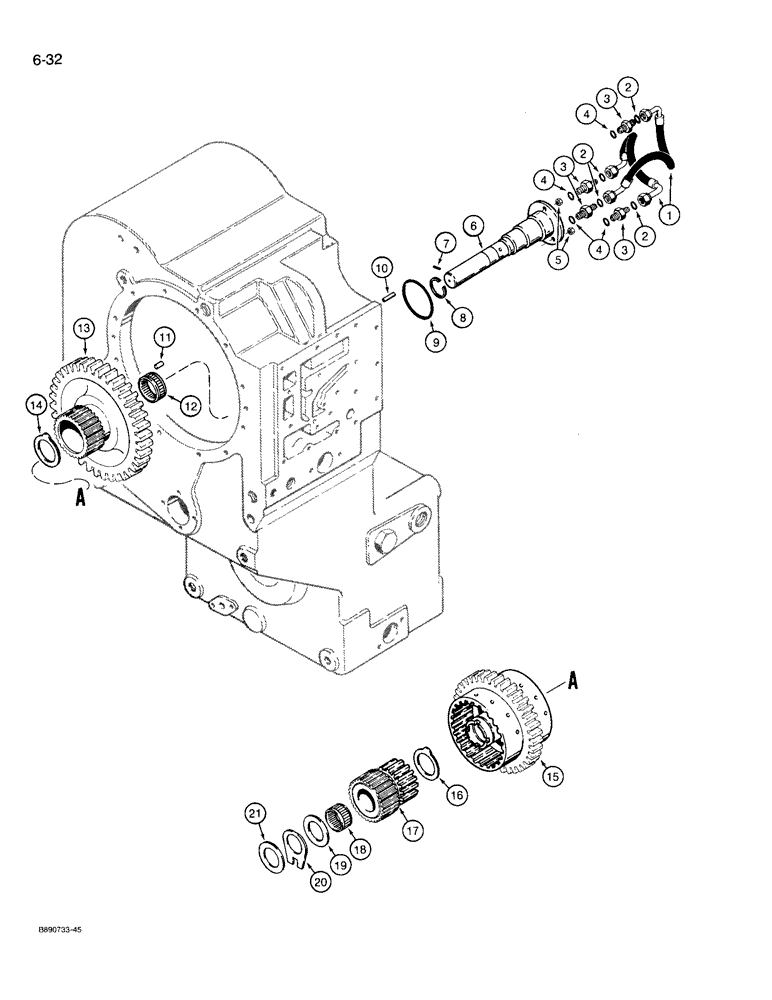 Схема запчастей Case 721 - (6-32) - TRANSMISSION ASSEMBLY, THIRD AND FOURTH CLUTCHES, PRIOR TO P.I.N. JAK0022758 (06) - POWER TRAIN