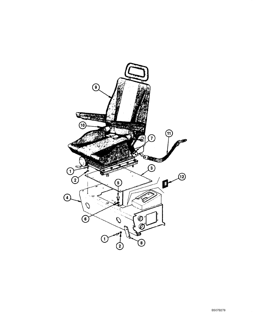 Схема запчастей Case 885 - (09.52[00]) - SEAT - MOUNTING AND BRACKET (09) - CHASSIS