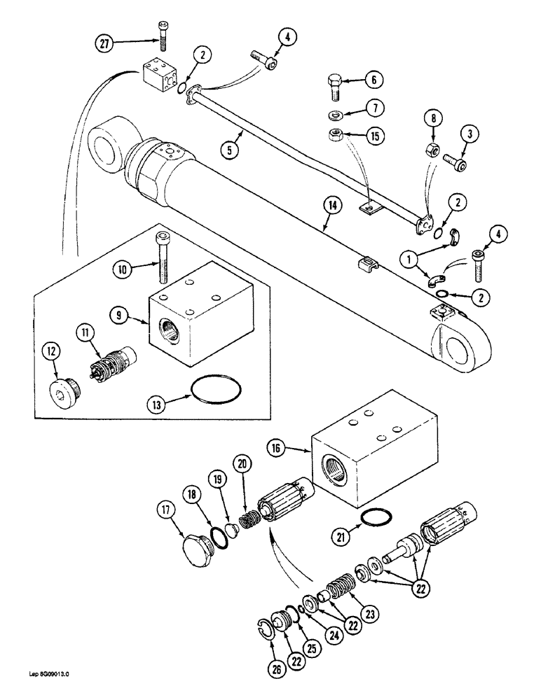 Схема запчастей Case 1088 - (8G-22) - ARM CYLINDER CIRCUIT, TUBES AT CYLINDER (08) - HYDRAULICS