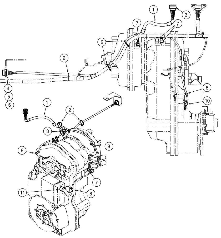 Схема запчастей Case 521D - (04-14) - HARNESS - TRANSMISSION (04) - ELECTRICAL SYSTEMS