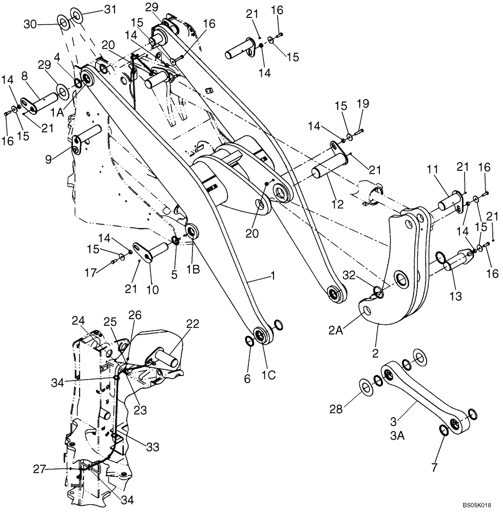 Схема запчастей Case 721D - (09-03A) - FRAME - LOADER LIFT (Z BAR LOADER) (09) - CHASSIS