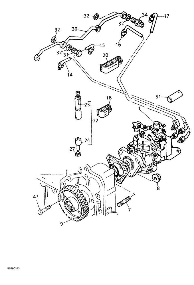 Схема запчастей Case 689G - (03-08) - INJECTION PUMP AND TUBES (03) - FUEL SYSTEM